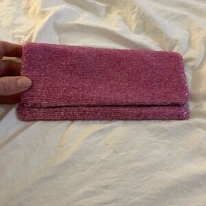 Moyna Pink Beaded Clutch